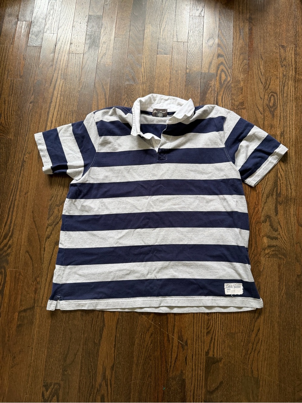 Eddie Bauer Navy and White Striped Polo